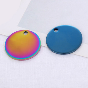 Plaque d'identification pour animaux de compagnie en acier inoxydable, or rose, ronde, vierge, pour personnalisation - Product Image 3