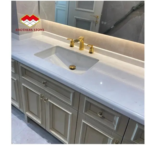 Ariston white marble vanity top counter top bathroom sink