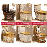 Vente chaude Golden Ceramic Electroplated Luxury Toilet Middle East Dual-Flush Super Swirling Water-Saving Deodorant Modern