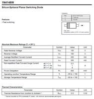 Diode de commutation à montage en surface 1N4148W SOD-123 -65°C à +150°C Tension directe 1V 100% Originale et Code de lot traçable