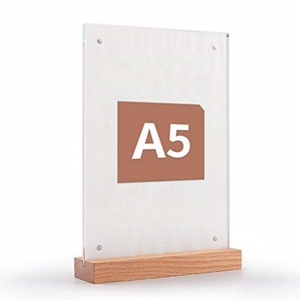 <span class=keywords><strong>A5</strong></span> 148x210mm gỗ cơ sở menu dấu hiệu chủ từ <span class=keywords><strong>acrylic</strong></span> giá tag ảnh hình ảnh áp phích hiển thị đứng - Product Image 1