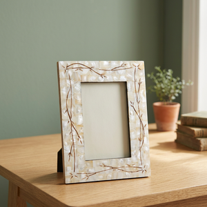 Elegant Wooden Photo <b>Frame</b> <b>with</b> Floral Design Classic Tabletop Display for Family Memories and Home Decor - Product Image 1