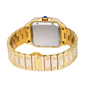 High End Square Design Luxury Gold VVS Moissanite Sport Fashion Alloy Coin <b>Watch</b> Waterproof Unisex Diamond Iced Out Wrist <b>Watch</b> - Product Image 5