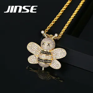 JINSE Hip Hop Jewelry Necklace Fashion Chain Jewelry Iced Out Woman Trending 2021 Pendant Bee