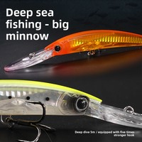 Leurre dur OEM 25g 18cm gravé au laser 3D pour la pêche en mer, leurre longue queue, design flottant pour la pêche au bar en eau profonde avec hameçons
