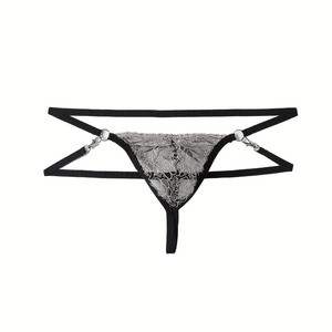 Men's <b>Sexy</b> <b>Thong</b> Black Low-Rise Transparent Lace Mesh Underwear For Intimate Wear - Product Image 3