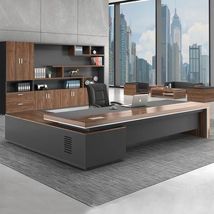 โต๊ะทำงานสำนักงานขนาด 2.4 เมตร ดีไซน์หรูหราสำหรับผู้บริหาร โต๊ะทำงานซีอีโอ โต๊ะทำงานไม้ พร้อมที่จัดระเบียบ - Product Image 2