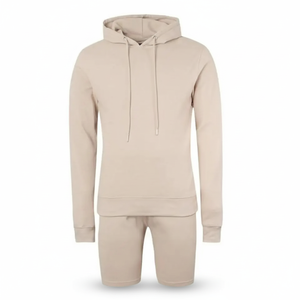 Meilleure vente Ensemble survêtement sans couture à manches longues pour hommes, short à capuche d'entraînement pour sports d'hiver avec logo personnalisé, jogging grande taille - Product Image 1