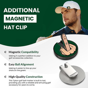 <b>Golf</b> Mark 25mm Round Coin Marker With Middle Finger Magnetic <b>Golf</b> Hat Clip Emerald Green Iron Material - Product Image 3