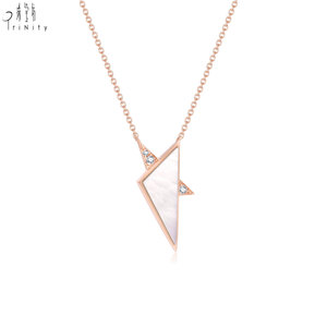 Latest Products Wholesale Shiny Natural Diamonds Necklace Jewelry 18K Solid Rose Gold White Mother-of-Pearl Pendant Necklace - Product Image 2