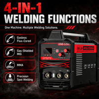 Nouvelle machine à souder MIG/MMA/TIG sans gaz 3-en-1 220V IGBT Inverter Mini 120A avec affichage numérique LED pour usage domestique, garantie 1 an