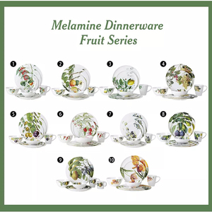 Service de table en mélamine multicolores à motifs de fruits, résistant aux éclats, sans BPA, 16 pièces, <span class=keywords><strong>vaisselle</strong></span> durable, ensemble de plats et de bols - Product Image 6