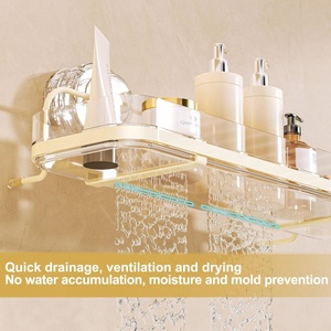 Étagère de rangement murale pour salle de bain en plastique PP non pliable avec design multifonctionnel, écologique - Product Image 2