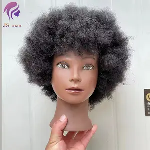Fast delivery cosmetology college manikin doll head mannequin dummy real hair afro mannequin head for hairdressers training
