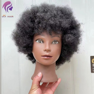 Tête de poupée de mannequin d'université de cosmétologie, mannequin factice de vrais cheveux, tête de mannequin <span class=keywords><strong>afro</strong></span> pour formation de <span class=keywords><strong>coiffeur</strong></span> - Product Image 1