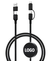 Câble de charge multi-prise USB C personnalisé avec logo LED 4 en 1, charge rapide PD 60W, OTG, logo LED lumineux personnalisé pour iPhone 14 15 16 17 18