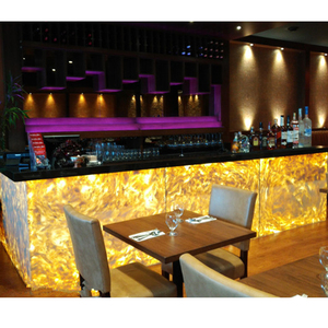 Thiết Kế Mới Màu Đỏ Và Đen Countertop LED L Shape <span class=keywords><strong>Bar</strong></span> Counter Bảng Đối Với Nhà Hàng Quán Cà Phê Nhà Hàng - Product Image 3