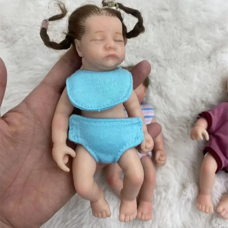 Originele Aanpassen Mini Solid Siliconen Reborn Leuke Realistische Baby 6 Inch Palm Pop Meisje Bebes De Siliconas