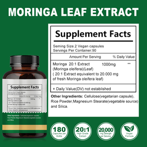 OEM Private Label Atacado Suplemento De Controle De Peso 500mg Pure Organic <span class=keywords><strong>Moringa</strong></span> Pó Cápsulas para Venda - Product Image 2