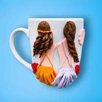 Tasse Upclay New Bone China avec poupée personnalisée en argile polymère faite à la main Clayart tasses et tasses personnalisées