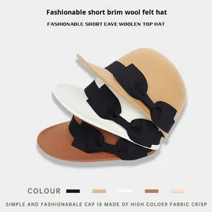 New Autumn Winter Riding <b>Hat</b> <b>for</b> Women Fashion Bowknot New Retro Felt <b>Hat</b> - Product Image 2