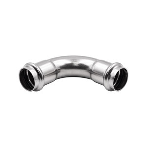 Coude en acier inoxydable Loffrey OD54 90 degrés à double pression, diamètre égal, pour conduite d'eau et de gaz - Product Image 1