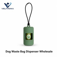Distributeur de sacs à déjections pour animaux de compagnie, vert sauge, avec cordon élastique, support portable et rechargeable pour sacs à crottes de chien, 50g