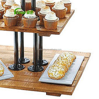 Support de présentation de pâtisserie personnalisé en bois et métal, support à 3 niveaux pour cupcakes, pain, boutique, support à gâteau rustique et présentoir