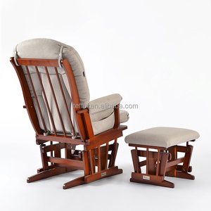 Fauteuil pivotant et inclinable en tissu avec base en bois pour chambre d'enfant et salon - Product Image 4