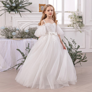 Robe de soirée longue pour filles, style princesse, épaules dénudées, pour récital de piano, spectacle sur scène, anniversaire, mariage, costume, tenue - Product Image 1