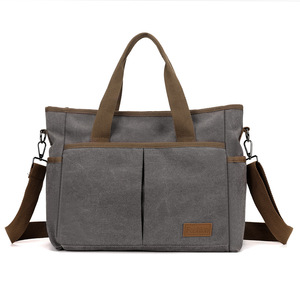 Women's <b>Canvas</b> <b>Bag</b> Simple Retro Single Shoulder Crossbody <b>Bag</b> <b>Large</b> Capacity Commute Office Handheld File <b>Bag</b> - Product Image 2