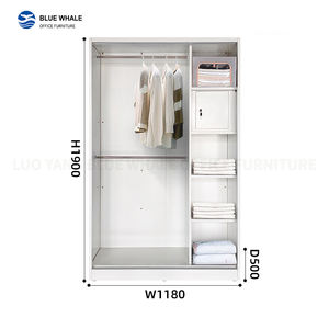 Armarios abatibles Moderno 2 puertas Metal Acero Espejo Armario Hierro Almirah Estable Armarios <span class=keywords><strong>de</strong></span> acero con cerradura para dormitorio - Product Image 2