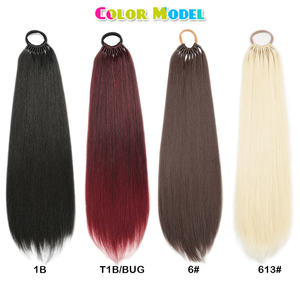 <span class=keywords><strong>Postizo</strong></span> recto cola sintética trenzada Cola de Caballo postizos <span class=keywords><strong>con</strong></span> banda elástica de goma fibra resistente al calor - Product Image 2