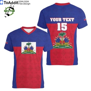 Tenue de football respirante personnalisée, uniforme de football haïtien, t-shirt de football, ensembles d'uniformes de football, maillots de football sublimés Haïti - Product Image 2