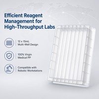 Réservoir de réactifs en polypropylène à 12 canaux de 15 ml pour pipettes multicanal et manipulation de liquides en laboratoire