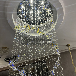 Villa otel yuvarlak kristal avize lüks dekorasyon LED yuvarlak K9 kristal avize - Product Image 2