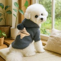 Pull-over tricoté pour chien avec pompon et motif étoile, chaud pour l'hiver, pour Bichon, Teddy, petits chiens, OEM ODM disponible