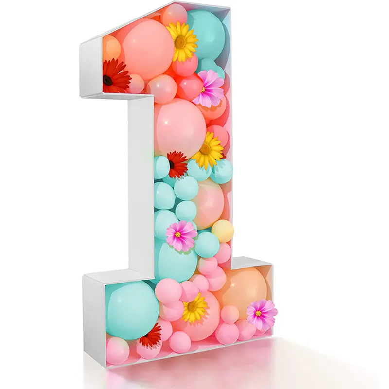 3FT Number Balloon Filling Box Birthday Party Mosaic Number Decor Baby Shower Decoration Anniversary DIY Wedding