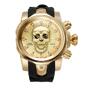 Men Skull Dial Quartz <b>Watch</b> Rubber Strap Fashion Sport Round <b>Case</b> Waterproof Wristwatch - Product Image 2
