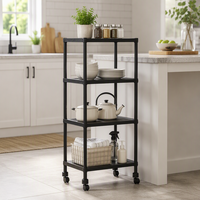 Étagère de rangement de cuisine sur pied en plastique avec roulettes, chariot de rangement mobile pour la maison