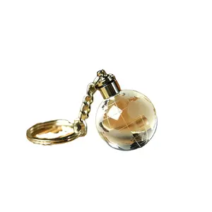 Bola redonda com lâmpada de led, chaveiro com pingente de bola de vidro, bola de cristal k9, transparente para homens e mulheres, presente exclusivo