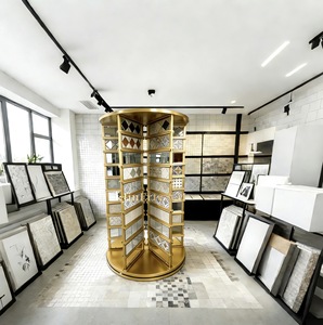 <strong>Bathroom</strong> Mosaic <strong>Tiles</strong> <strong>Display</strong> Rack Rotating Floor <strong>Standing</strong> Metal Shelf for Porcelain &amp; <strong>Ceramic</strong> <strong>Tile</strong> Marble Quartz Stone Samples - Product Image 2