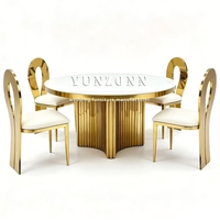 Nuevo Modelo en Oferta, Mesa de Comedor Redonda de Acero Inoxidable Dorado de Lujo para Fiestas, Restaurantes, Eventos y Bodas