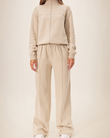 Pantalon de jogging en molleton épais pour femme, respirant, ample, en polyester/coton, taille mi-haute élastique, jambe large, style streetwear, pyjama