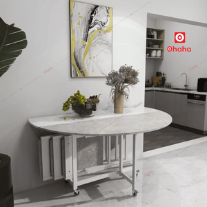 Smart Dining <b>Table</b> With Integrated Turntable Suitable for Family Meals BA035 Smart <b>Foldable</b> Dining <b>Table</b> With Rolling Wheels Com - Product Image 2