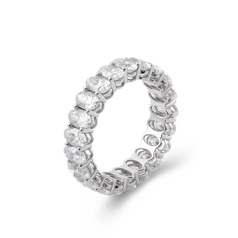 Genuine 10k/14K/18K white gold full eternity band with DEF oval cut moissanite engagement ring diamonds ladies gold ring