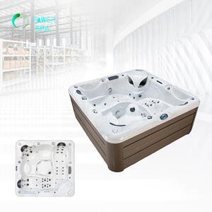 Moderne Luxus-Whirlpool-Badewanne für 4 Personen, rechteckig, Hydrotherapie, Outdoor-Massagebecken für Zuhause, Hotel, Garten, Sitzbecken - Product Image 5