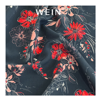 B28 Crepe de poliéster Koshibo suave de material cuidadosamente seleccionado con diseños florales estampados oscuros para vestido de novia