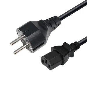 2M Computer PDU Extension Cable Black Style Iec C13 Euro Schuko Power Cord H05vv-F 3G 0.75 1.0 1.5 Mm2