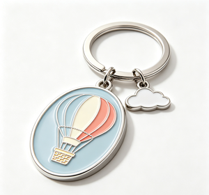 Porte-clés en métal émaillé avec logo personnalisé, ballon à air chaud, alliage de zinc, léger, cadeau pour mariage, Noël - Product Image 1